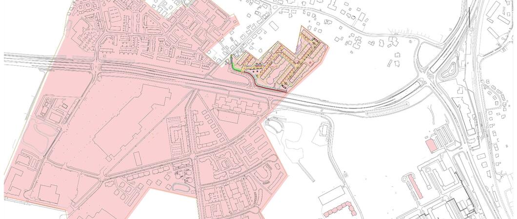 In dem markierten Bereich Krebsfördens kommt es aufgrund von Reparaturarbeiten am 24. Oktober zu einer zeitweisen Unterbrechung der Fernwärme- und Warmwasserversorgung, Grafik: Stadtwerke Schwerin
