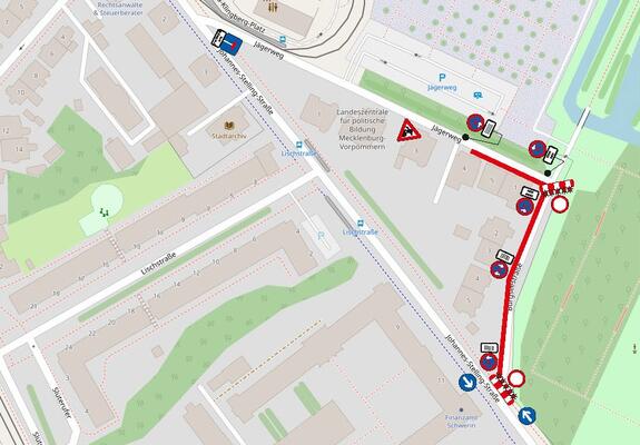 Blick auf den Bereich der Arbeiten in der Burgseestraße, Quelle: K&T Verkehrsleitung GmbH