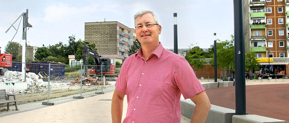 Mit großen Schritten bringt die WGS die Stadtentwicklung voran. In den nächsten Jahren wird sogar ein ganzer Stadtteil neu gestaltet – sehr zur Freude von Daniel Meslien.