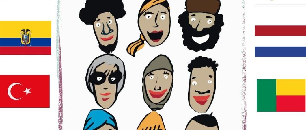 10 Menschen lesen beim „Vorlesen International“ auf 10 Sprachen aus 10 Büchern vor, Grafik: Miteinander Ma'an e.V.