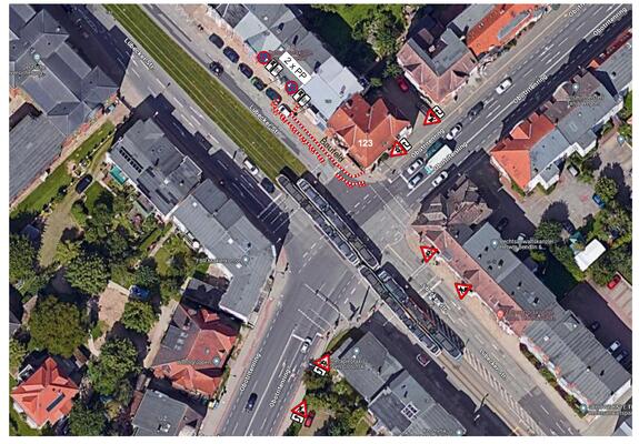 Blick auf den Bereich der Instandsetzungsarbeiten in der Lübecker Straße, Quelle: K & T Verkehrsleitung GmbH